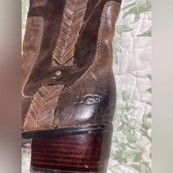 UGG Brown Leather/Suede Western Cowboy Riding Boots Size 6.5 Women High Top - Picture 7 of 13